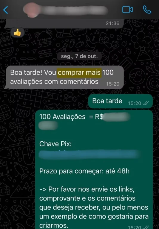 Depoimento de cliente comprando 100 avaliações Google com comentários personalizados Depoimento de cliente comprando 100 avaliações Google com comentários personalizados